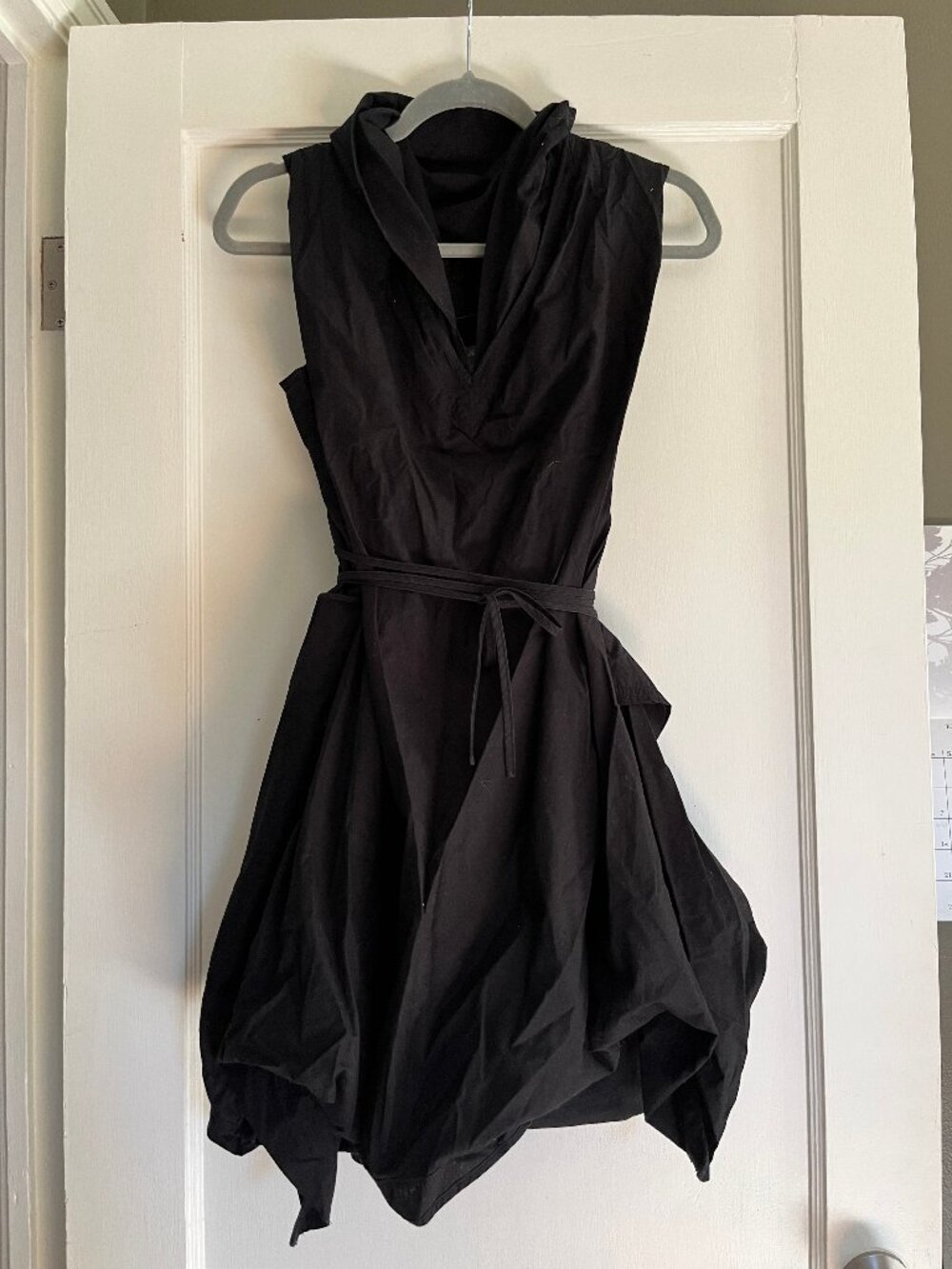 All Saints Black Asymmetrical Handkerchief Hem Dress